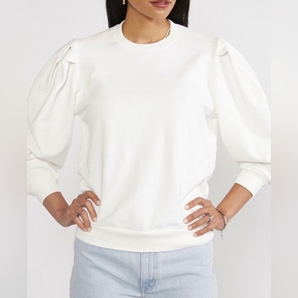 Etica Tops - E’tica ivory puff sleeve sweatshirt